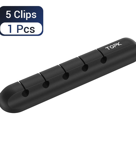TOPK L16 Cable Organizer Silicone USB Cable Winder Desktop Tidy Management Clips Cable Holder for Mouse Headphone Wire Organizer