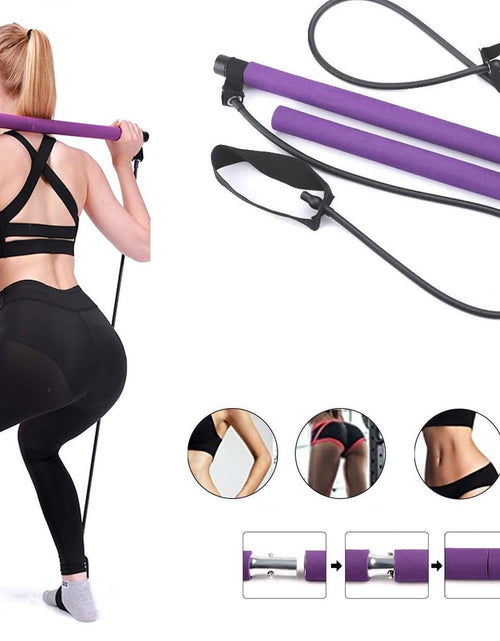 Load image into Gallery viewer, Adjustable Pilates Bar Kit Resistance Band Exercise Stick Toning Gym
