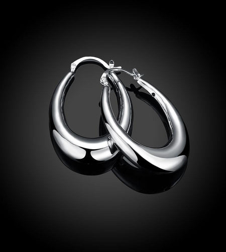 47mm Thick Cut Hoop Earring in 18K White Gold Plated