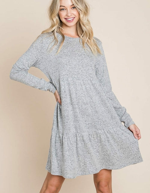 Load image into Gallery viewer, Brushed Hacci Tiered pleated Mini Dress
