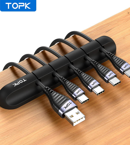 TOPK L16 Cable Organizer Silicone USB Cable Winder Desktop Tidy Management Clips Cable Holder for Mouse Headphone Wire Organizer