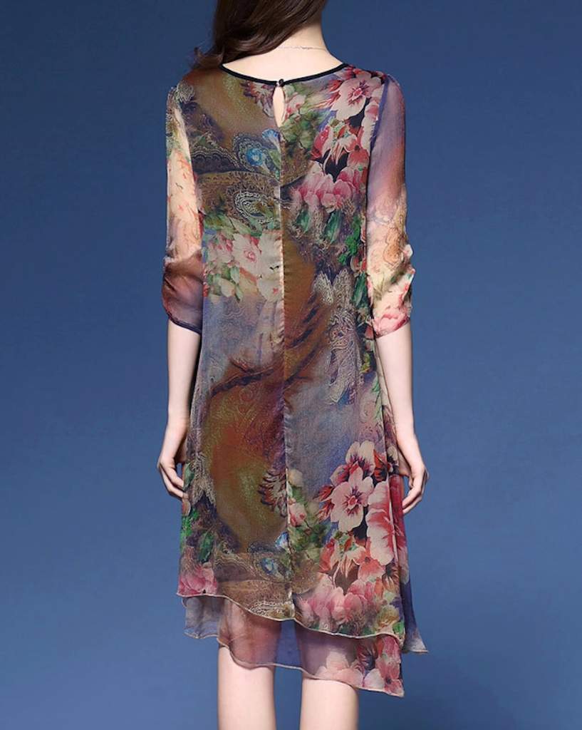 Womens Quarter Sleeve Floral Dress